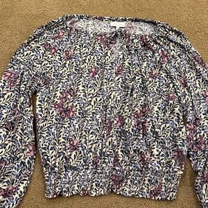 EUC Lucky Brand Blue and Purple Floral Blouse
